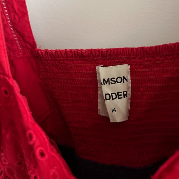 Damson Madder Piarra Mini Smock Dress – Red & Navy - Picture 4 of 4
